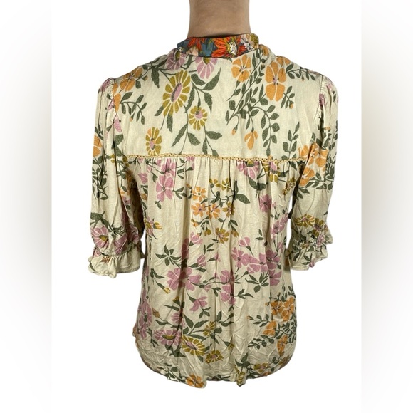 Bl-nk Stephanie Top Sold at Anthropologie Size Medium Blue Motif - Picture 5 of 12